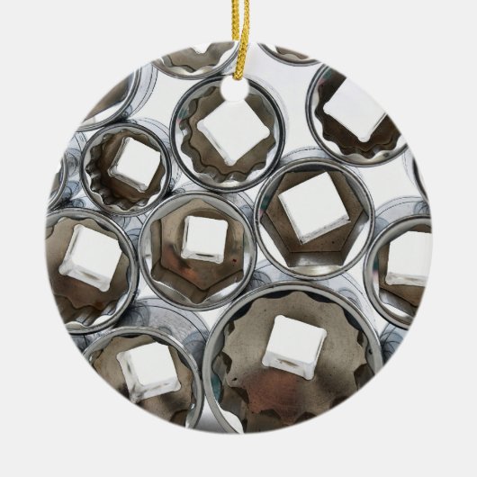 Gestapelde contactdozen keramisch ornament (Voorkant)