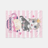 Gestapelde Cute Cartoon katten roze gedempte strep Fleece Deken (Voorkant (Horizontaal))