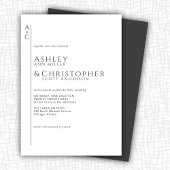 Gestapelde donkere leisteen monogram bruiloft kaart