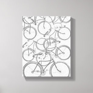 Gestapelde fietsen canvas afdruk