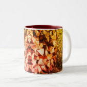 Gestapelde Firewood Natuur Art Fotografie Tweekleurige Koffiemok (Voorkant rechts)