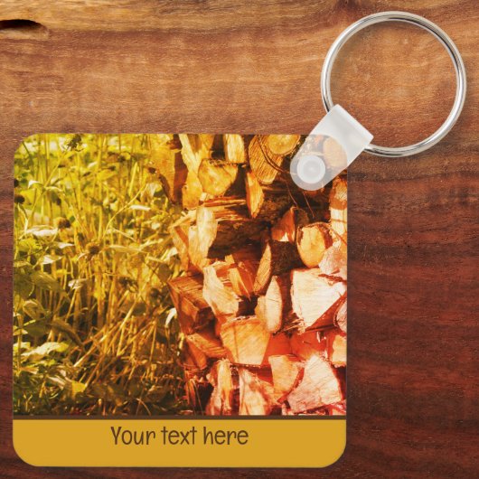 Gestapelde Firewood Natuur, persoonlijk Sleutelhanger (Achterkant)