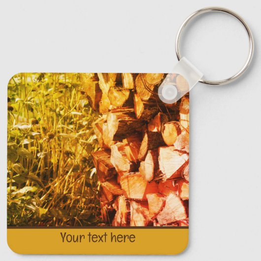 Gestapelde Firewood Natuur, persoonlijk Sleutelhanger (Achterkant)
