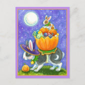 GESTAPELDE HALLOWEEN KONIJNTJES, SNOEPMAÏS, KLEURR FEESTDAGENKAART (Voorkant)