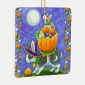 GESTAPELDE HALLOWEEN KONIJNTJES, SNOEPMAÏS, KLEURR KERAMISCH ORNAMENT (Rechts)