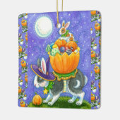 GESTAPELDE HALLOWEEN KONIJNTJES, SNOEPMAÏS, KLEURR KERAMISCH ORNAMENT (Links)