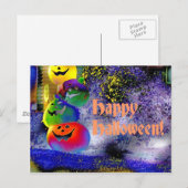 Gestapelde Halloween Pumpkins in Gimp Art Briefkaart (Voorkant / Achterkant)