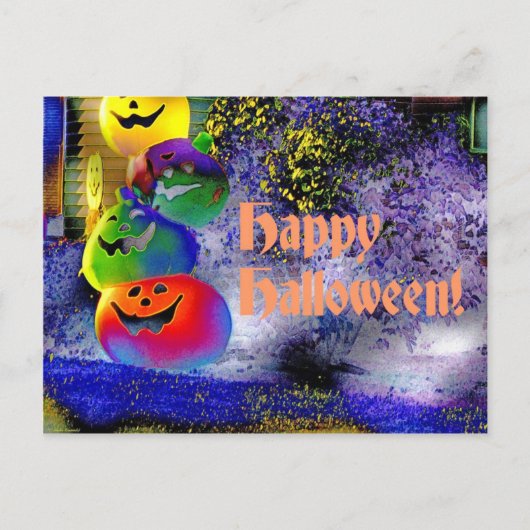 Gestapelde Halloween Pumpkins in Gimp Art Briefkaart (Voorkant)