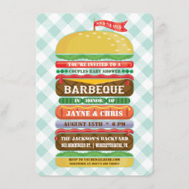 Gestapelde Hamburger Baby Shower Barbecue Kaart