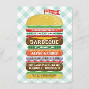 Gestapelde hamburger Baby shower Barbecue Kaart
