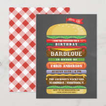 Gestapelde hamburger Birthday BBQ Chalkboard