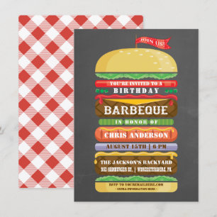 Gestapelde hamburger Birthday BBQ Chalkboard Kaart