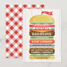 Gestapelde hamburger Birthday BBQ Woodgrain
