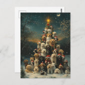 Gestapelde honden kerstboom briefkaart (Voorkant / Achterkant)