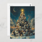 Gestapelde honden kerstboom briefkaart (Voorkant / Achterkant)