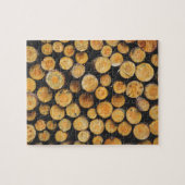 Gestapelde houten boomstammen legpuzzel (Horizontaal)