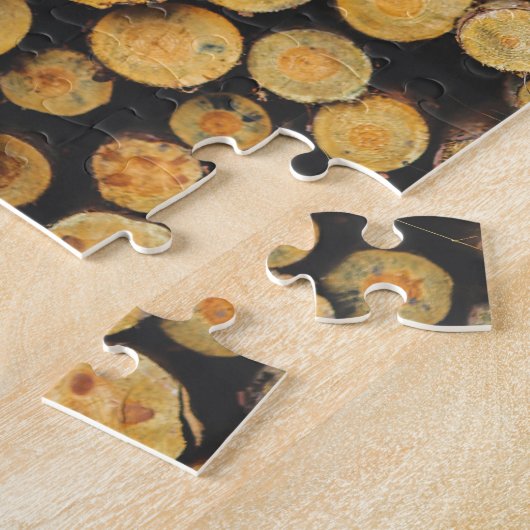 Gestapelde houten boomstammen legpuzzel (Zijkant)