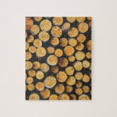 Gestapelde houten boomstammen legpuzzel (Verticaal)