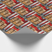 Gestapelde kartonnen dozen door een rode deur cadeaupapier (Hoek)