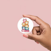 Gestapelde katten aquarel kunst leuke sticker