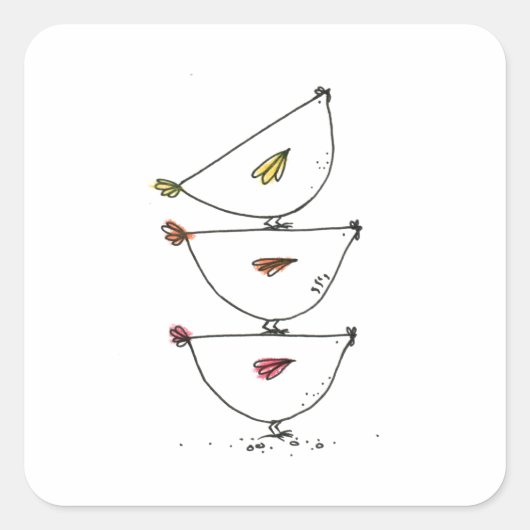 Gestapelde kippen Square stickers (Voorkant)