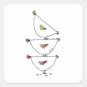 Gestapelde kippen Square stickers (Voorkant)