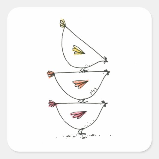 Gestapelde kippen Square stickers (Voorkant)