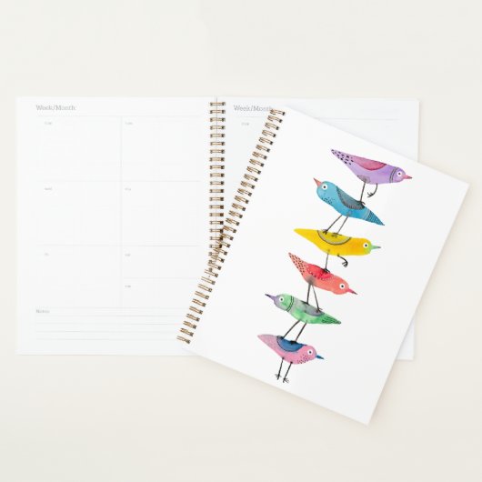 Gestapelde kleurrijke vogels planner (Display)