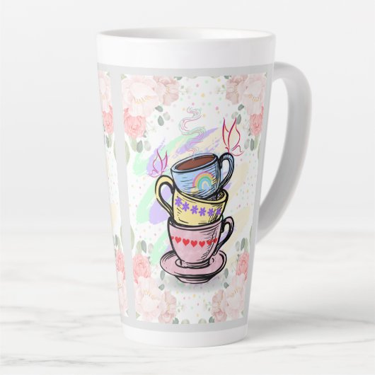 Gestapelde koffiekopjes | Tall Latte Mok (Rechterhoek)