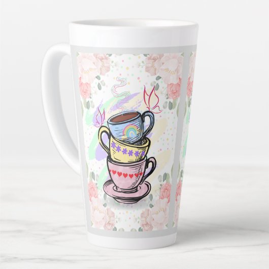 Gestapelde koffiekopjes | Tall Latte Mok (Linkerhoek)