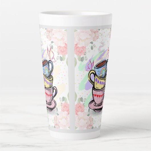 Gestapelde koffiekopjes | Tall Latte Mok (Voorkant)