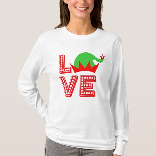Gestapelde liefde ontwerp, feestelijke kerstman ho t-shirt (Voorkant)