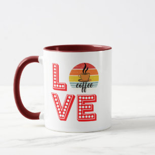 Gestapelde liefde ontwerp koffie liefhebbers mok n