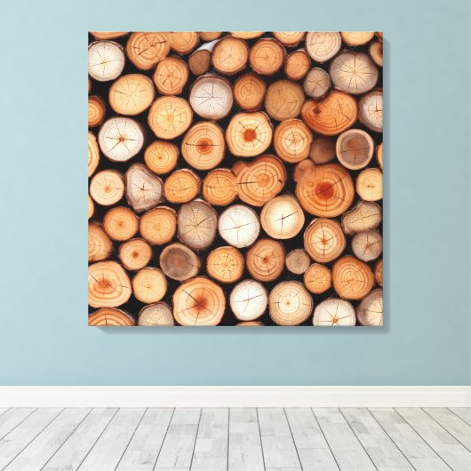 Gestapelde logs Canvas Art (Insitu (Houten vloer))