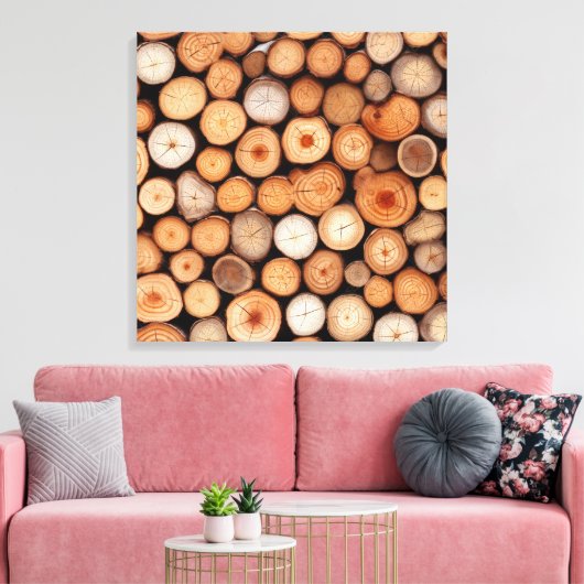 Gestapelde logs Canvas Art (Insitu (Woonkamer))