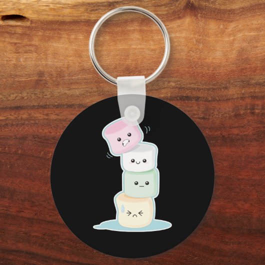 Gestapelde Marshmallows Sleutelhanger (Voorkant)