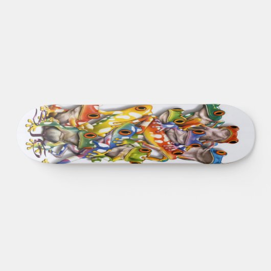 Gestapelde meerkleurige kikkers Skateboard (Horizontaal)