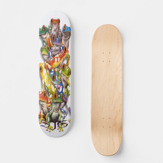 Gestapelde meerkleurige kikkers Skateboard (Voorkant)