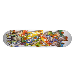 Gestapelde meerkleurige kikkers Skateboard