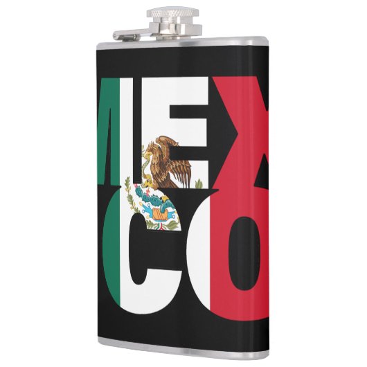 Gestapelde Mexicaanse Vlag Woord Kunst Heupfles (Links)