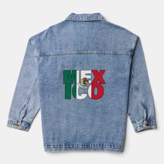 Gestapelde Mexicaanse vlag Word Art Denim Jacket (Achterkant)