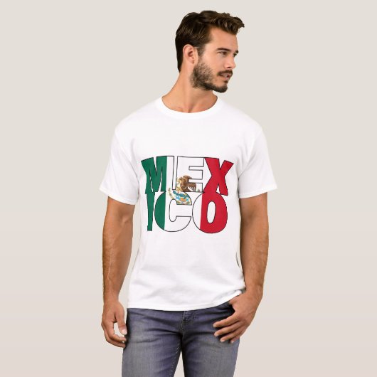 Gestapelde Mexicaanse vlag Word Art T-shirt (Voorkant volledig)