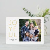 Gestapelde Modern Joyful Kerstfoto Folie Feestdagenkaart (Staand Voorkant)