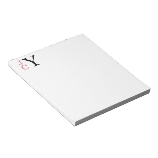 Gestapelde monogram, koraal en zwart, niet geperso notitieblok (Schuin)