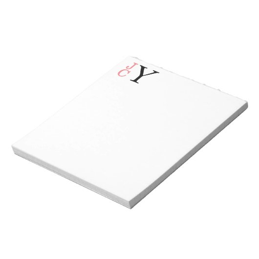 Gestapelde monogram, koraal en zwart, niet geperso notitieblok (Linkerzijde)