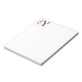 Gestapelde monogram, rood en zwart, op maat gemaak notitieblok (Linkerzijde)