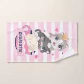 Gestapelde Moppige Cartoonkatten Roze Afgeleid Str Handdoek (Handdoek)
