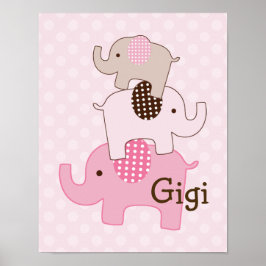 Gestapelde Olifant met Polka Dots Art Print