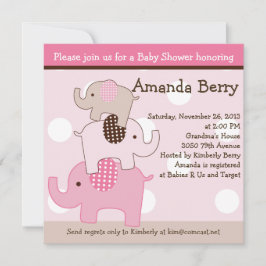 Gestapelde olifanten met stippen Baby shower-uitno Kaart