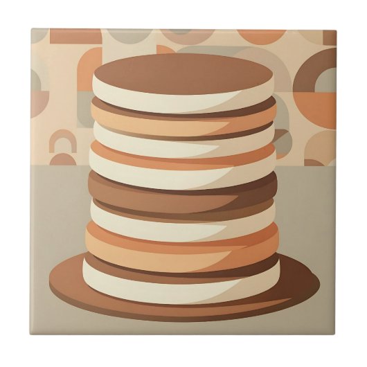 Gestapelde Pannenkoeken Retro Tegeltje (Voorkant)
